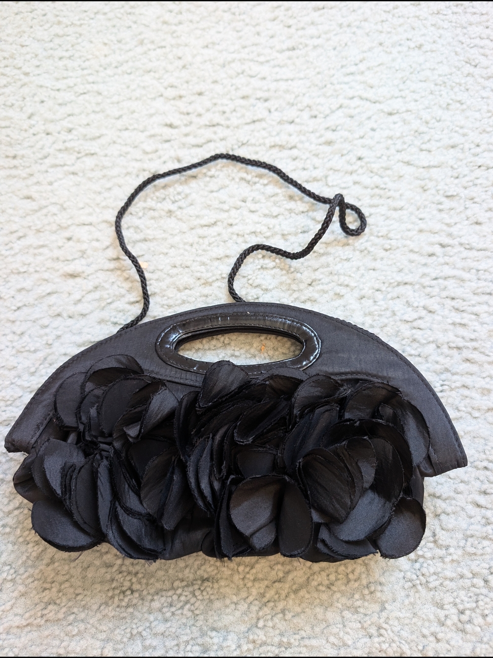 Elegant Jessica McClintock Black Floral Applique Evening Clutch
